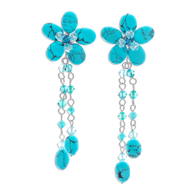 Floral Turquoise Colored Earrings