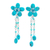 Floral earrings, 'Blossom Blessing' - Floral Turquoise Colored Earrings (image 2a) thumbail