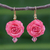 Natural rose flower earrings, 'Timeless Pink' - Natural Flower Dangle Earrings thumbail