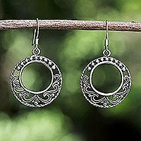 Sterling silver dangle earrings, 'Dream Catcher'