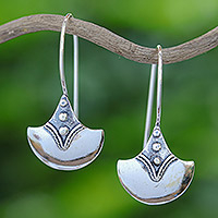 Sterling silver drop earrings, 'Modern Romantic'
