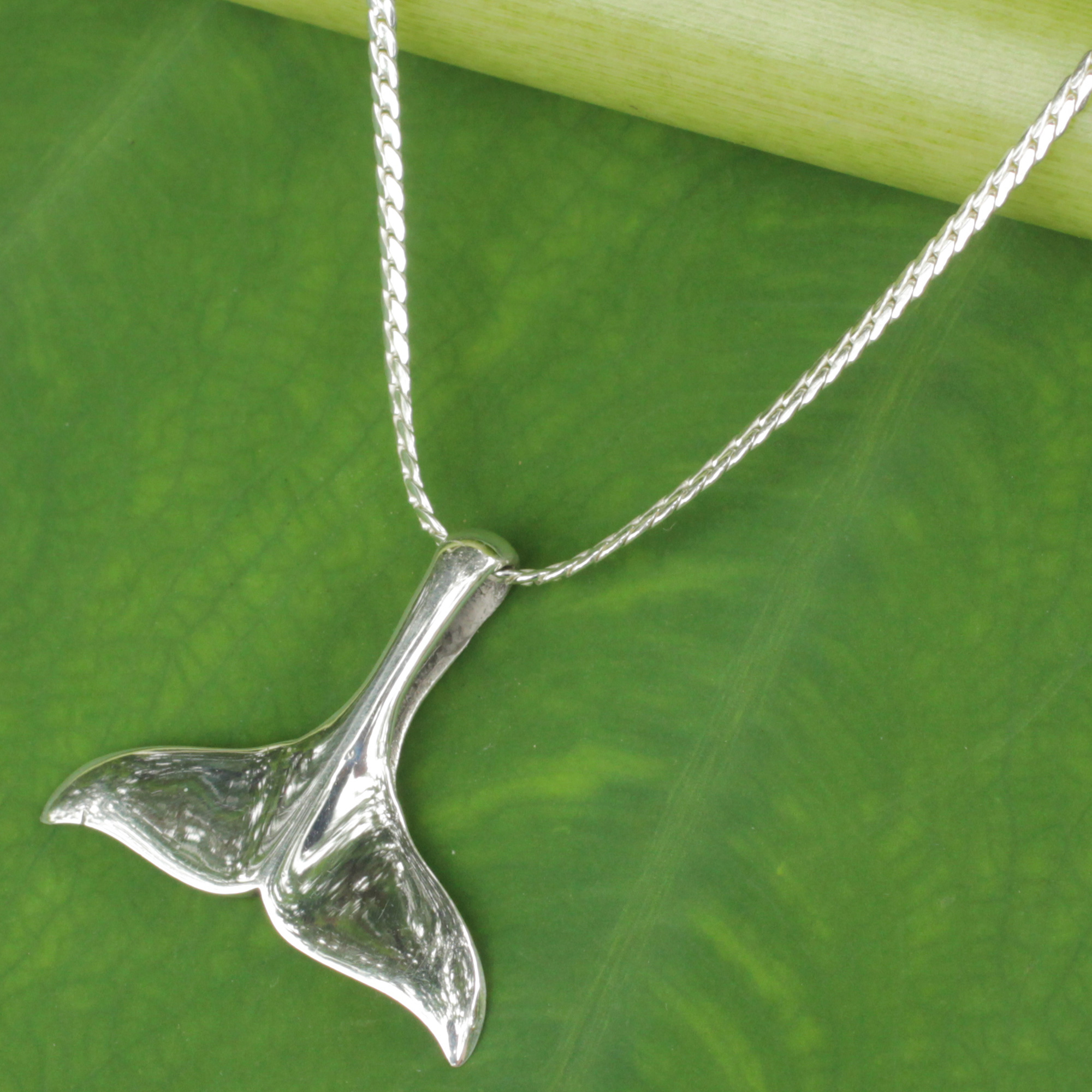 Womens Sterling Silver Sea Life Pendent from Thailand, 'Ocean Gift' Whale's tail Handcrafted jewelry