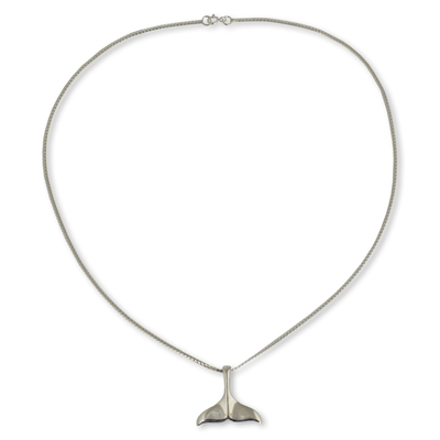 Sterling silver pendant necklace, 'Glistening Whale' - Sterling Silver Pendant Necklace