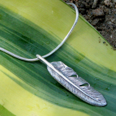 Sterling silver pendant necklace, 'Fly Free' - Unique Sterling Silver Pendant Necklace