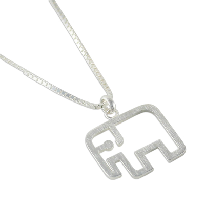 Sterling silver pendant necklace, 'Elephant Line' - Sterling Silver Pendant Necklace
