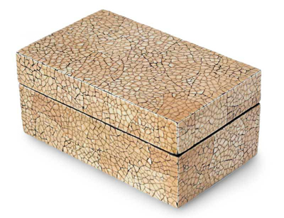 Caja de mosaico de cáscara de huevo - Caja de madera de mango lacada hecha a mano