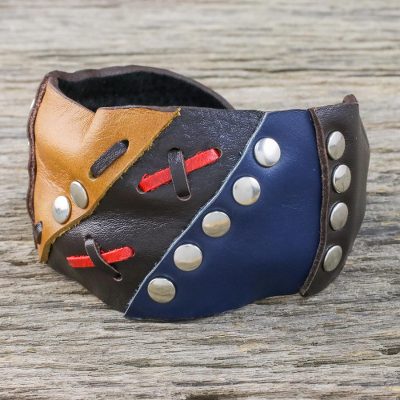 Leather cuff bracelet, 'Seafarer' - Leather cuff bracelet