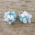Pearl and aquamarine cluster earrings, 'Sensation' - Handcrafted Aquamarine and Pearl Dangle Earrings (image 2b) thumbail