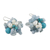 Pearl and aquamarine cluster earrings, 'Sensation' - Handcrafted Aquamarine and Pearl Dangle Earrings (image 2c) thumbail