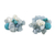 Pearl and aquamarine cluster earrings, 'Sensation' - Handcrafted Aquamarine and Pearl Dangle Earrings (image 2d) thumbail