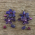 Amethyst and lapis flower earrings, 'Blossoming' - Amethyst and Lapis Lazuli Flower Earrings (image 2b) thumbail