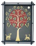 'Legendary Lions' - Framed Folk Art Painting