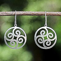Sterling silver dangle earrings, 'Forest Fern'