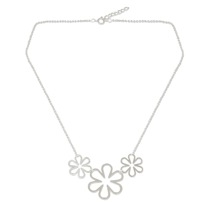 Sterling silver pendant necklace, 'Flower Power' - Fair Trade Sterling Silver Pendant Necklace