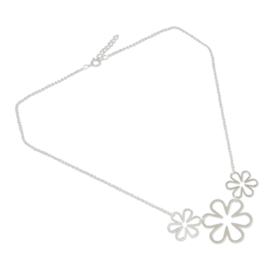 Sterling silver pendant necklace, 'Flower Power' - Fair Trade Sterling Silver Pendant Necklace