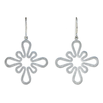 Sterling silver dangle earrings, 'Winter Blossom' - Sterling silver dangle earrings