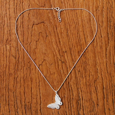 Sterling silver pendant necklace, 'Butterfly' - Sterling Silver Pendant Necklace
