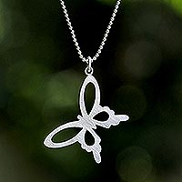 Sterling silver pendant necklace, 'Summer Butterfly'