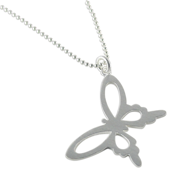 Sterling silver pendant necklace, 'Summer Butterfly' - Sterling silver pendant necklace