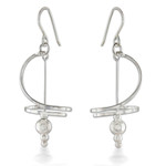 Sterling silver dangle earrings, 'Pirouette' - Fair Trade Modern Sterling Silver Dangle Earrings