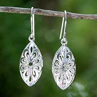 Sterling silver dangle earrings, 'Rice Flower'