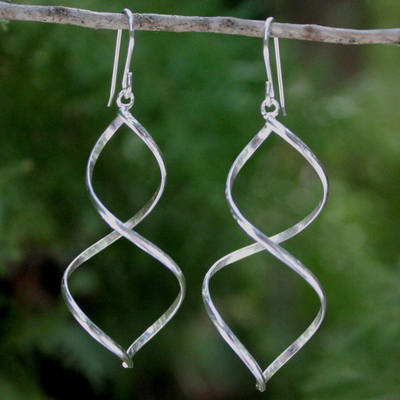 Sterling silver dangle earrings, Helix