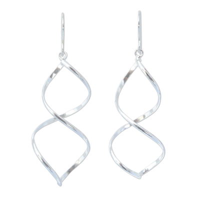 Sterling silver dangle earrings, 'Helix' - Modern Sterling Silver Dangle Earrings