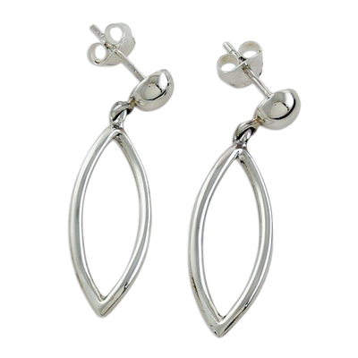 Sterling silver dangle earrings, 'Hollow Leaf' - Handcrafted Sterling Silver Dangle Earrings