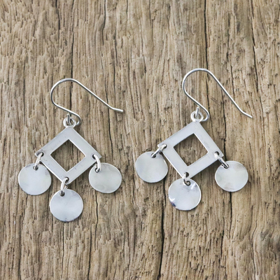 Sterling silver chandelier earrings, 'Joyous Sound' - Fair Trade Sterling Silver Chandelier Earrings