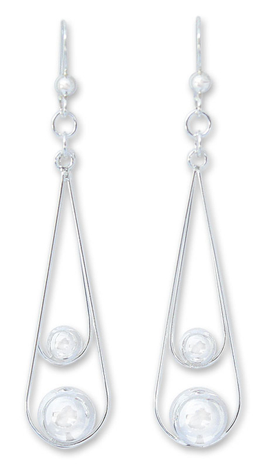 Sterling silver dangle earrings, 'Empathy' - Modern Sterling Silver Dangle Earrings