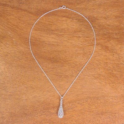 Sterling silver pendant necklace, 'Thai Lace' - Handcrafted Sterling Silver Pendant Necklace