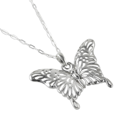 Sterling silver pendant necklace, 'Butterfly Beauty' - Sterling Silver Pendant Necklace