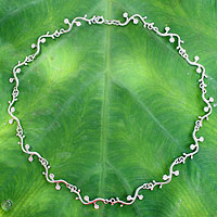 Sterling silver choker, 'Garland' - Fair Trade Floral Sterling Silver Choker Necklace