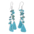 Beaded waterfall earrings, 'Falling Rain' - Unique Turquoise coloured Waterfall Earrings (image 2a) thumbail
