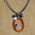 Leather and agate pendant necklace, 'Lush Cosmos' - Handcrafted Agate Necklace thumbail