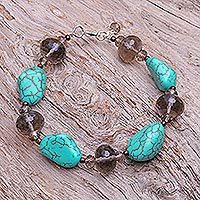 Beaded bracelet, 'Song of the Sky' - Unique Beaded Turquoise Colored Bracelet