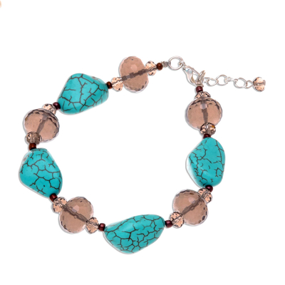 Beaded bracelet, 'Song of the Sky' - Unique Beaded Turquoise Colored Bracelet