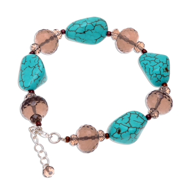 Beaded bracelet, 'Song of the Sky' - Unique Beaded Turquoise Colored Bracelet