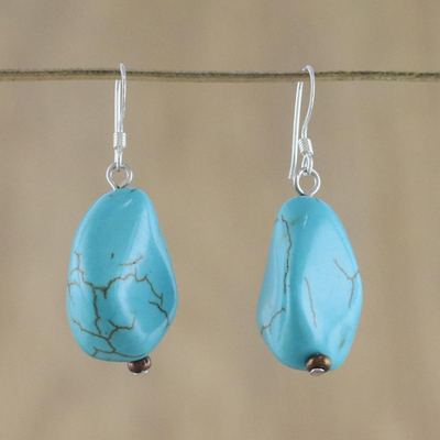 Dangle earrings, 'Song of the Sky' - Turquoise coloured Dangle Earrings