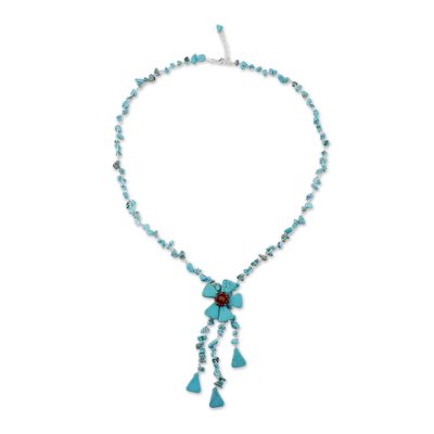 Hand Crafted Floral Turquoise Colored Necklace