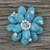 Pearl brooch pin, 'Blue Azalea' - Floral Turquoise Colored Brooch Pin thumbail