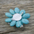 Pearl brooch pin, 'Blue Azalea' - Floral Turquoise coloured Brooch Pin (image 2b) thumbail