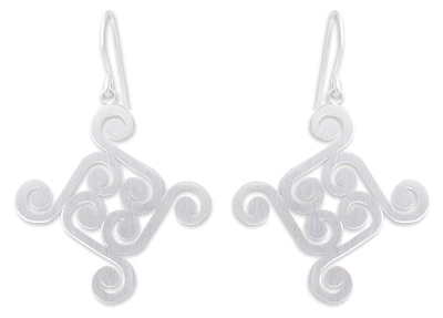 Sterling silver dangle earrings, 'Thai Swirl' - Modern Sterling Silver Earrings