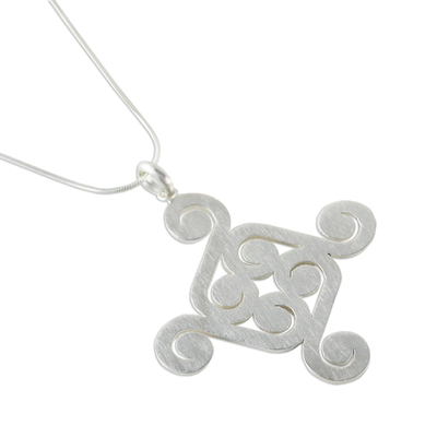 Sterling silver pendant necklace, 'Thai Swirl' - Sterling silver pendant necklace