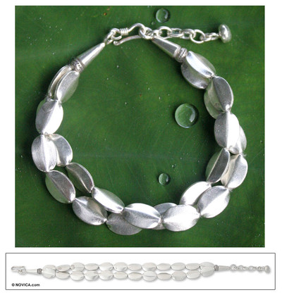 Silver beaded bracelet, 'Thai Autumn' - Silver Beaded Bracelet