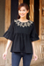Cotton blouse, 'Licorice Chic' - Embroidered Black Cotton Blouse (image 2) thumbail
