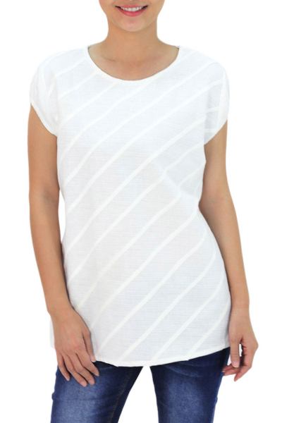 Cotton blouse, 'Grace' - Handcrafted Cotton Blouse