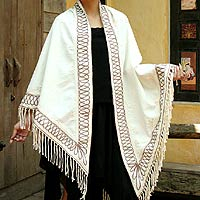 Cotton shawl, 'Dance' - Embroidered Cotton Shawl