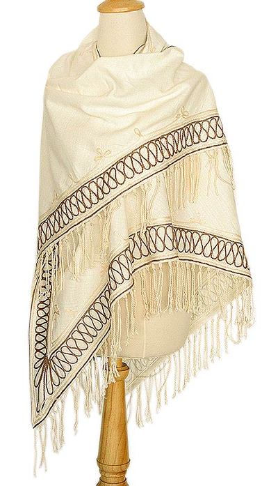 Cotton shawl, 'Dance' - Embroidered Cotton Shawl