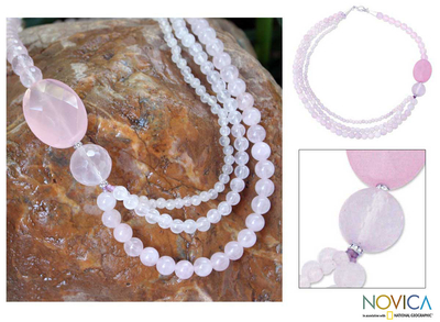 Rosenquarz-Perlenkette, „Pretty Pink“ – Perlen-Rosenquarz-Halskette